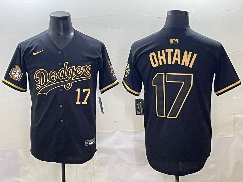 Men 2025 Los Angeles Dodgers #17 Ohtani Black Gold Five generations Nike MLB Jersey style 8->los angeles dodgers->MLB Jersey
